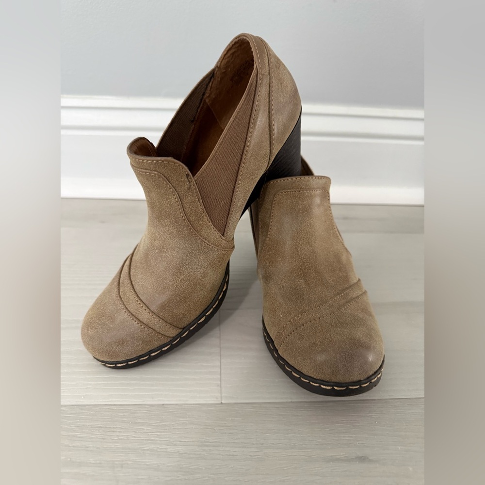 Greige/Tan Heeled Booties for Women